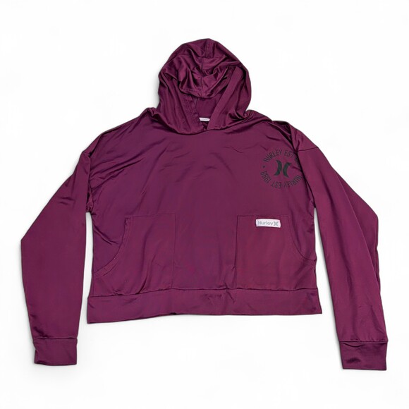 Hurley Tops - Hurley Women's Lightweight Cropped Hoodie Pullover M Plum
